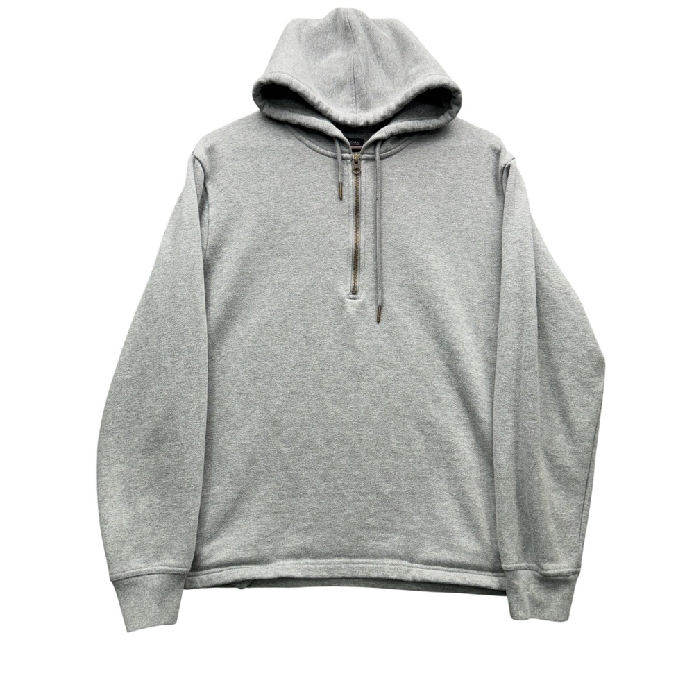 Buffalo David Bitton Quarter Zip Hoodie Mens Large Gray Long Sleeve Fleece